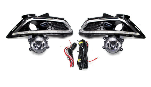 LED Daytime Running Lamps w/ Fog Lights Bezel Cover Wiring For 13-16 Ford Fusion