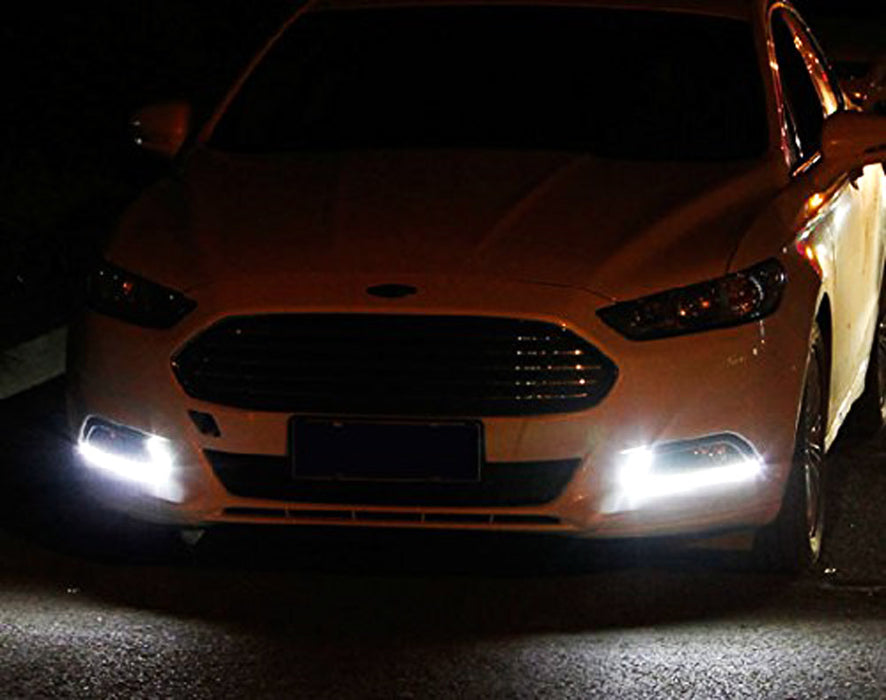 LED Daytime Running Lamps w/ Fog Lights Bezel Cover Wiring For 13-16 Ford Fusion