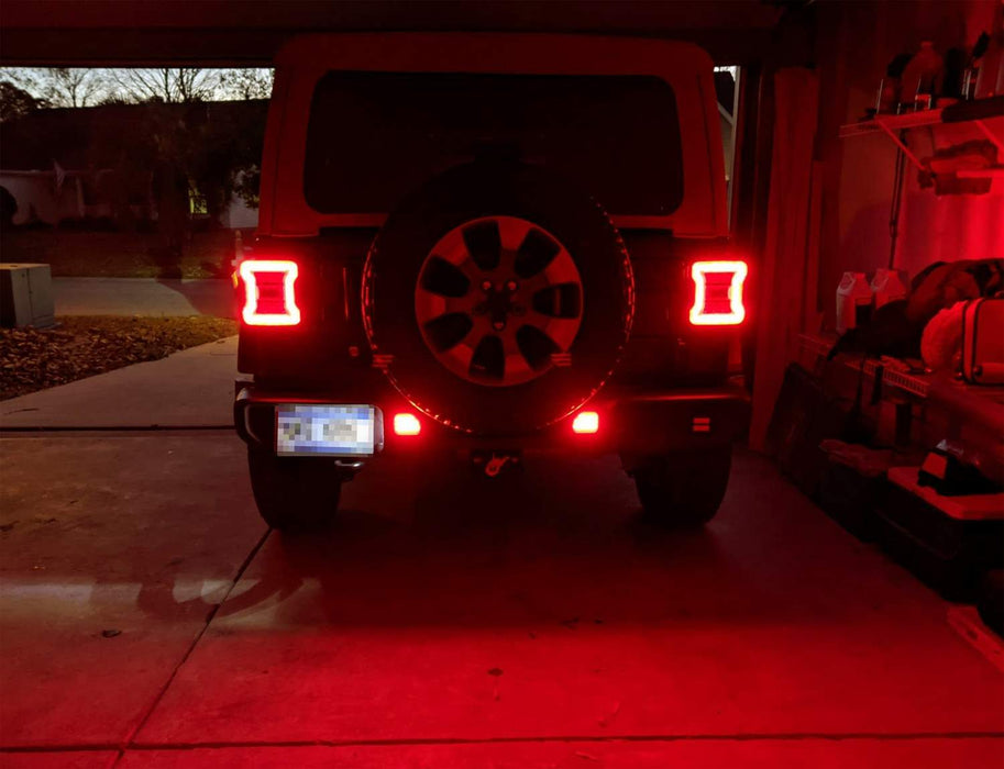 Smoked Lens Full LED Rear Bumper Reflector Light Kit For 18-up Jeep Wrangler JL