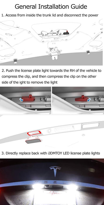 3W 18-SMD Full LED License Plate Light Kit For 2017-up Tesla Model 3, Model Y