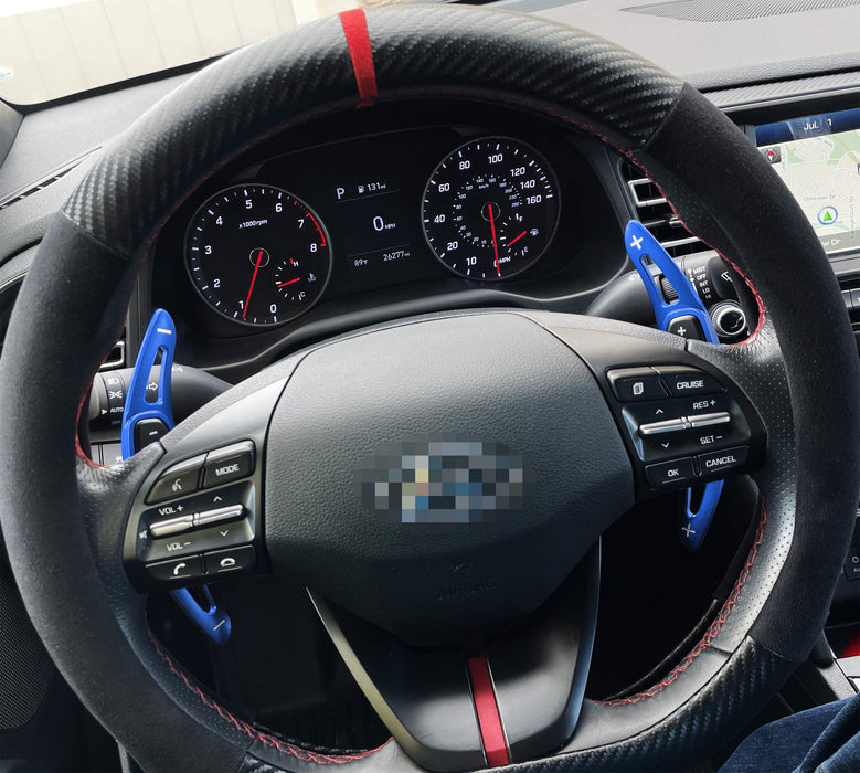 Blue Large Steering Wheel Paddle Shifter Extension For Hyundai Elantra Sport