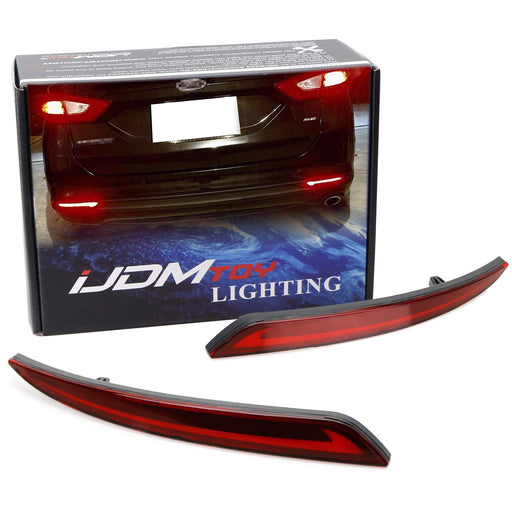 Red Lens Fluid Style LED Bumper Reflector Tail Lights For 2013-up Ford Fusion