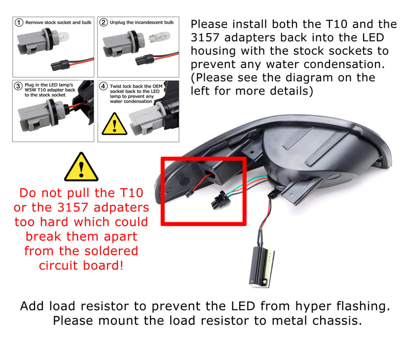 Clear LED DRL/Sequential Front Turn Signal Light Kit For 97-04 Chevy Corvette C5