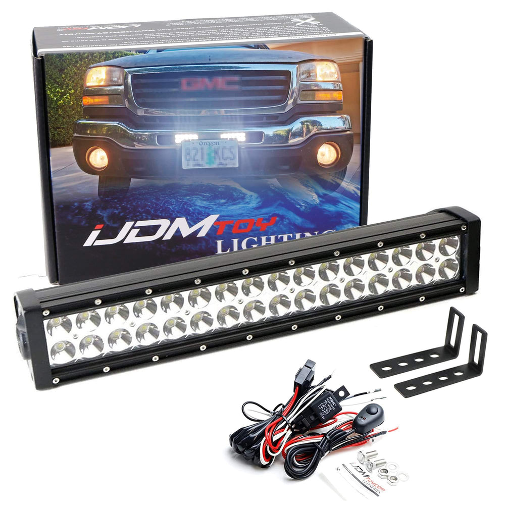 Upper Bumper Grille Mount LED Light Bar Kit For 03-06 GMC Sierra 1500 2500 3500