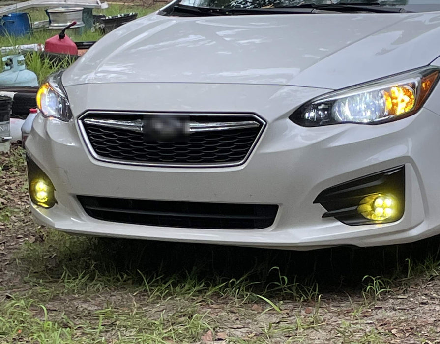 Yellow Lens 24W LED Wide Angle SAE Flood Beam Fog Light Kit For Subura WRX STI..