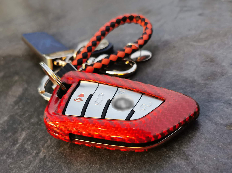 Real/Genuine Red Carbon Fiber Smart Key Fob Shell For BMW X1 X4 X5 X6, 5 Series