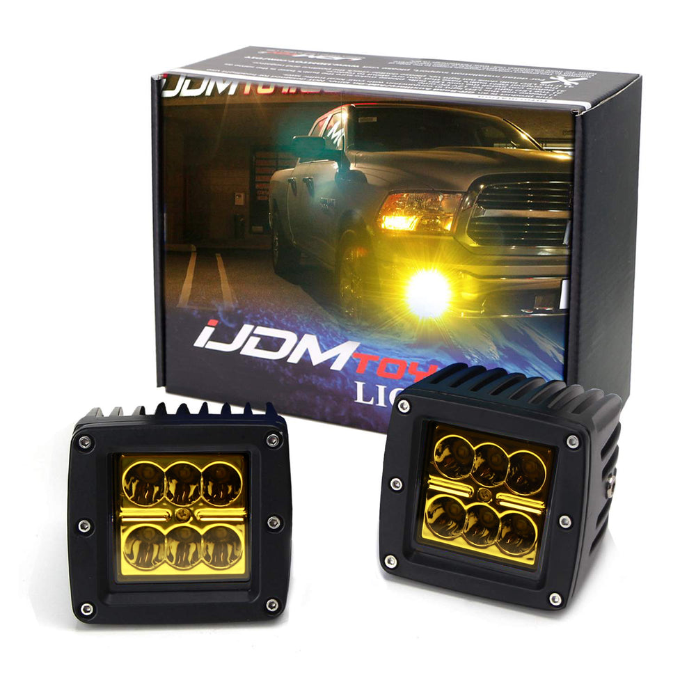 Yellow Lens 2x3 3" 24W High Power CREE LED Cubic Pod Lights For Truck Jeep ATV