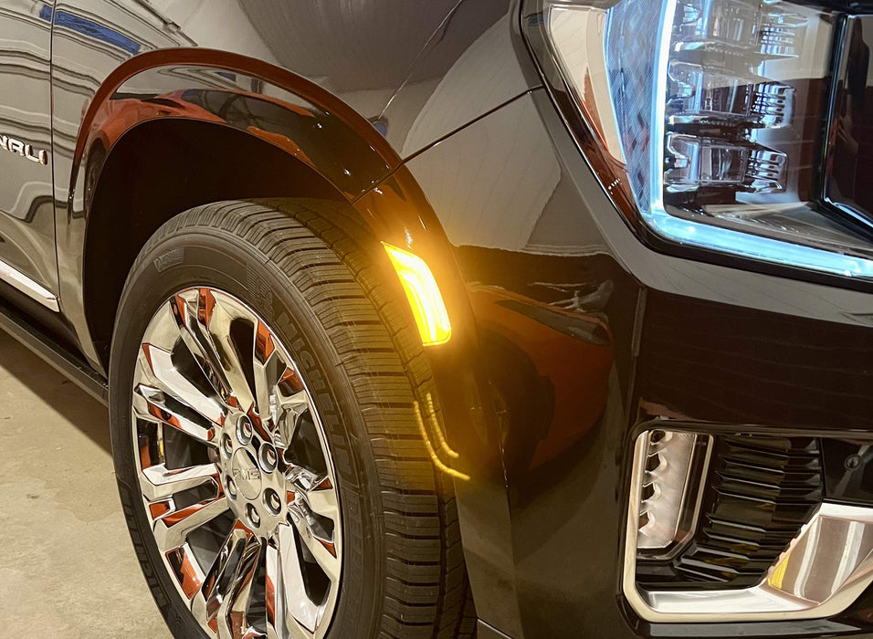 Clear Lens Amber Double-Stripe LED Side Markers For 21+ Suburban/Yukon/Escalade