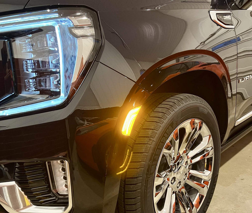 Clear Lens Amber Double-Stripe LED Side Markers For 21+ Suburban/Yukon/Escalade