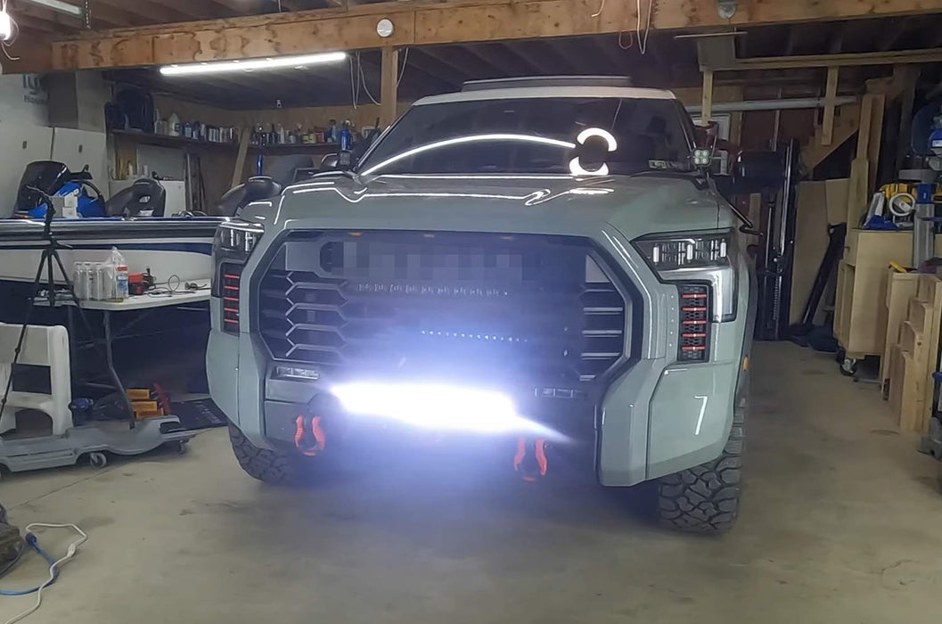 Lower Grille Mount 100W LED Light Bar w/Brackets, Wiring For 22-up Toyota Tundra