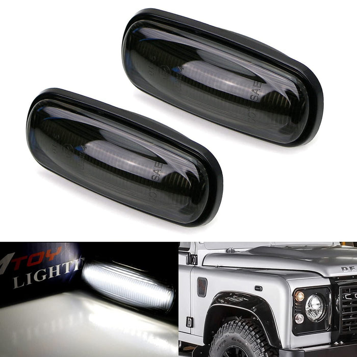 Smoked Lens White LED Front Side Marker Lights For Range Rover Sport LR2 LR3 LR4