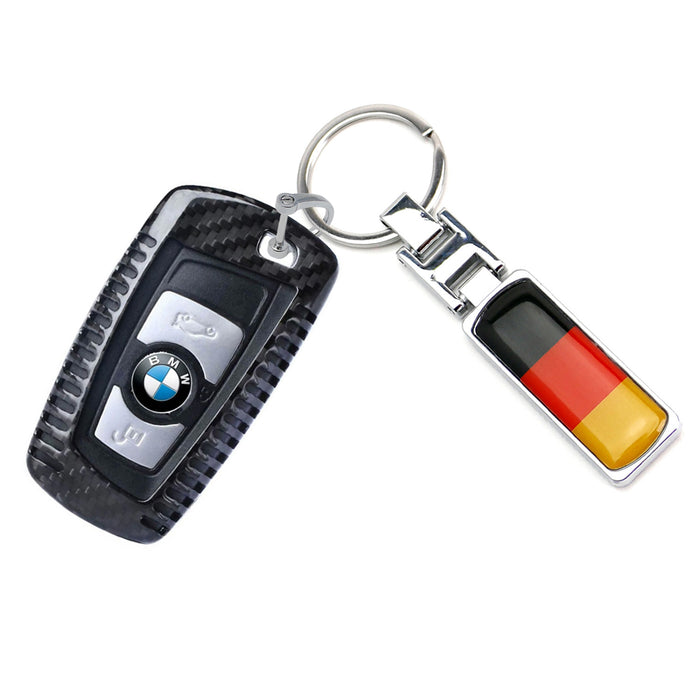 Germany Flag Design Black/Red/Yellow Color Stripe Chrome Badge Keychain Ring