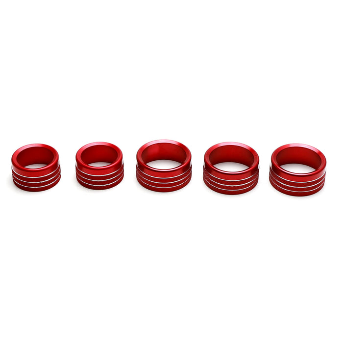 5pc Sports Red Center AC/Stereo Volume Switch Ring Cover Trims For 2019-up RAM