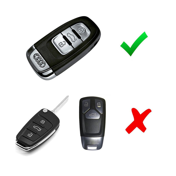 Chrome Black TPU Key Fob Case For Audi A3 A4 A5 A6 A7 Q3 Q5 Q7 3-Button Keyless