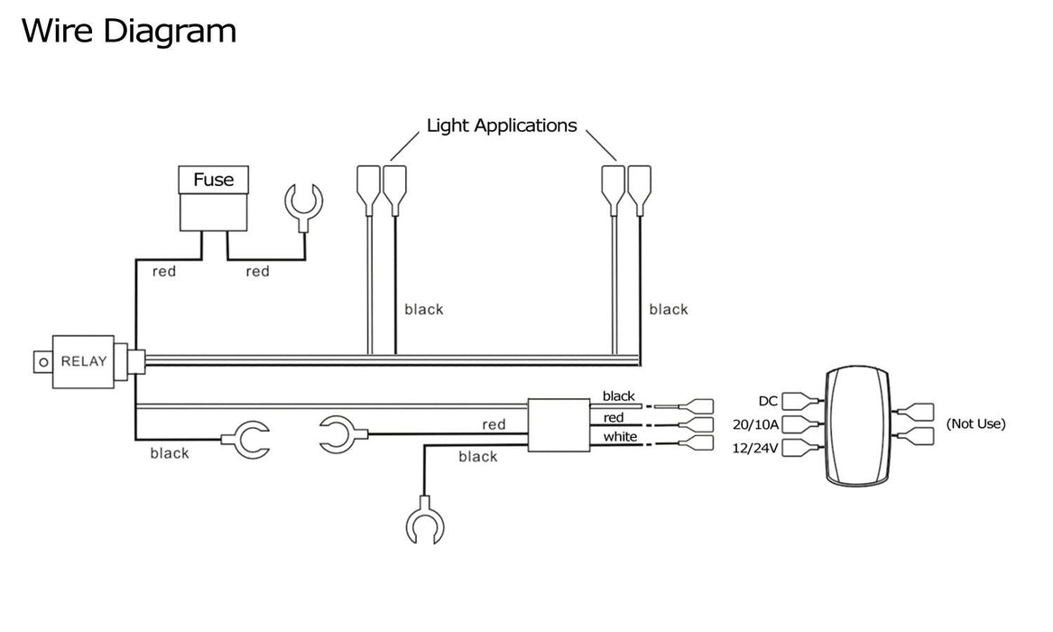 2-Output Relay Wiring Harness w/ Offroad Lights LED Light Switch For Fog Lamp