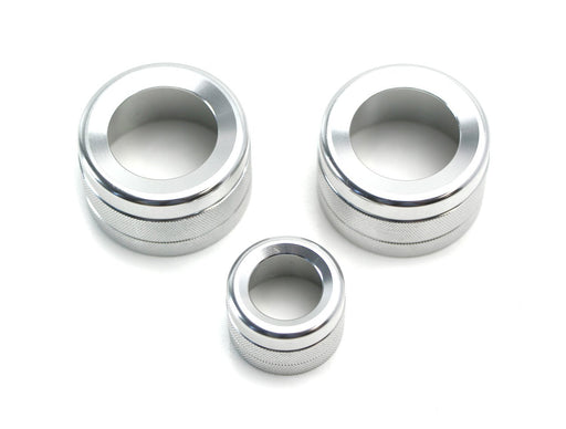 3pc Silver AC Climate Control Radio Volume Knob Ring Covers For BMW 5 6 7 Series