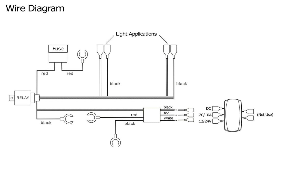 2-Output Relay Wiring Harness w/ LED Work Lights LED Light Switch For Fog Lamp