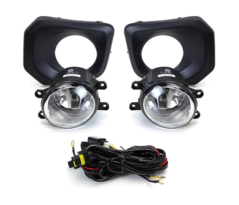 Complete Clear Lens Fog Light Kit w/ Bezel Covers Wiring For 16-up Toyota Tacoma