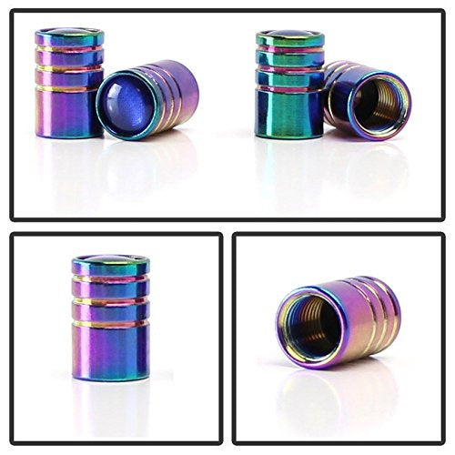 Tuner Racing Style Neo Chrome Anodized Aluminum Tire Valve Caps (Hexagon Shape)