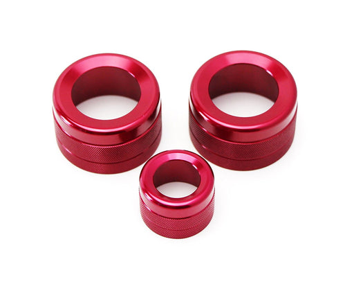 3pc Red AC Climate Control Radio Volume Knob Ring Covers For BMW 5 6 7 Series