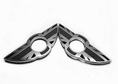 Black Union Jack UK Flag Style Wing Emblem Rings For MINI Cooper Door Lock Knobs