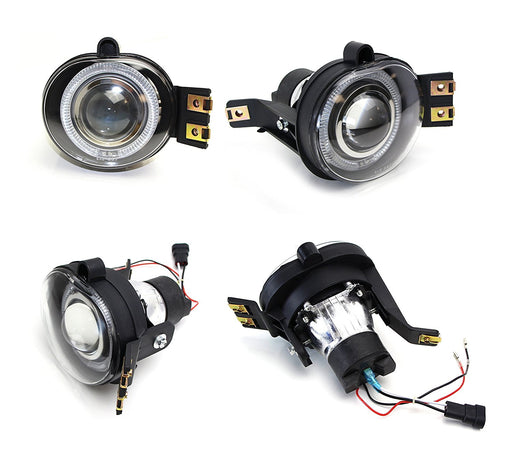 Complete Projector Fog Lights w/ LED Halo Ring For Dodge RAM 1500 2500 3500, etc