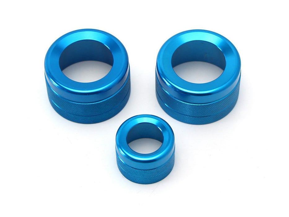 3pcs Blue AC Climate Control Radio Volume Knob Ring Covers For BMW 5 6 7 Series