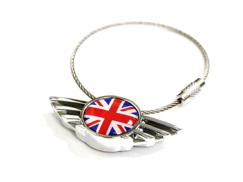 Red/Blue UK Union Jack Wing Logo Shape Key Chain Ring Keychain For MINI Cooper