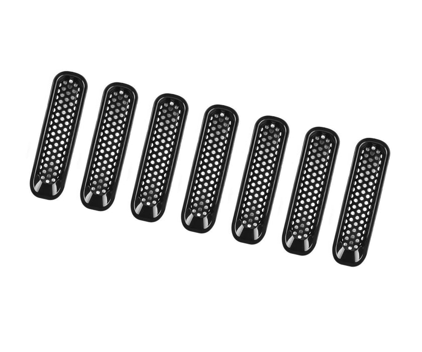 7 Piece Black Front Grille Trim Insert Cover Kit for 2007-2017 Jeep Wrangler JK