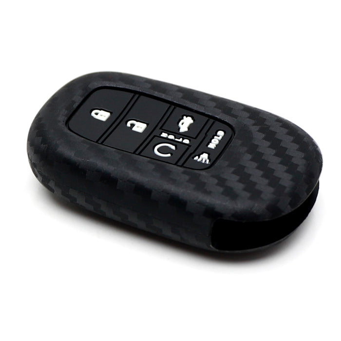 Black "Carbon Fiber" Silicone Key Fob Cover For Honda 22+ Civic Accord, 23+ CRV