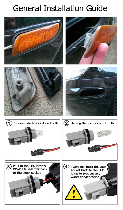 Smoked Lens Amber Full LED Front Side Markers For MBenz R170 SLK, W208 CLK Class