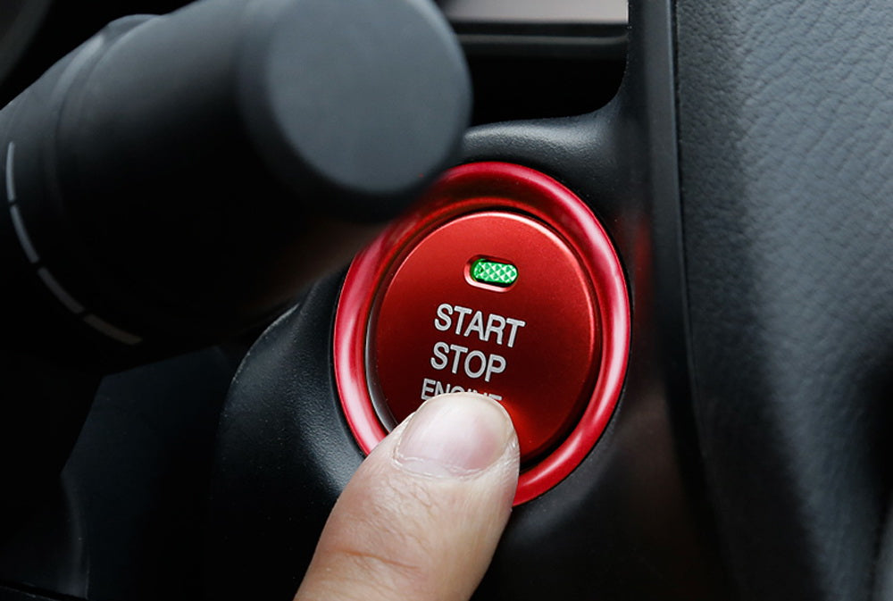 Red Aluminum Keyless Engine Push Start Button w/ Decoration Ring For Mazda 3 6