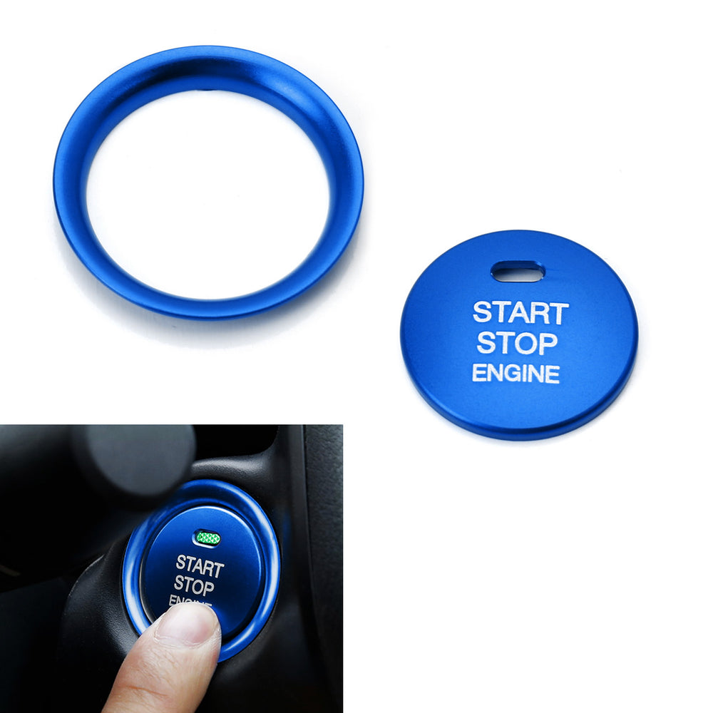 Blue Aluminum Keyless Engine Push Start Button w/ Decoration Ring For Mazda 3 6