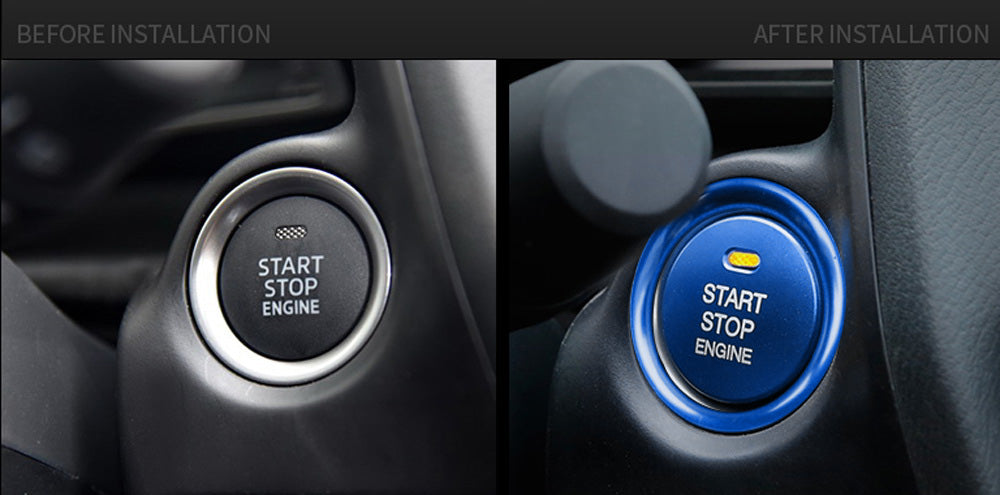 Blue Aluminum Keyless Engine Push Start Button w/ Decoration Ring For Mazda 3 6