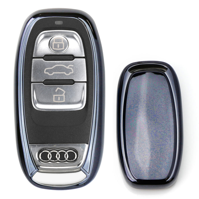 Chrome Black TPU Key Fob Case For Audi A3 A4 A5 A6 A7 Q3 Q5 Q7 3-Button Keyless