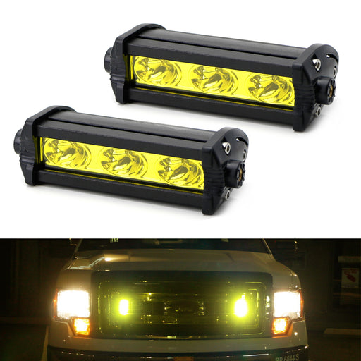 Yellow 3-CREE LED Daytime Running Lights For Behind Grille, Lower Bumper Insert