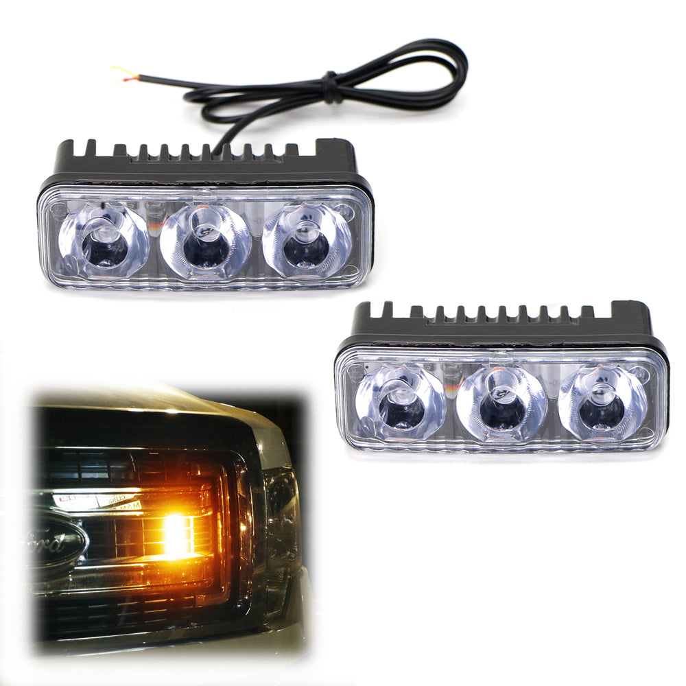 Amber Strobe Mini LED Daytime Running Light Kit For Truck SUV 4x4 Behind Grille