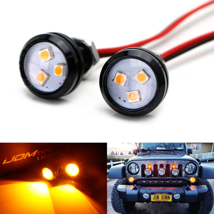 2pcs Amber 3-SMD Projector LED Eagle Eye w/ Screw For Parking Fog Backup Lights