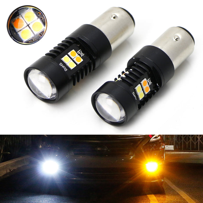 White/Amber High Power 16-SMD 1157 Switchback LED Bulbs For Turn Signal Lights