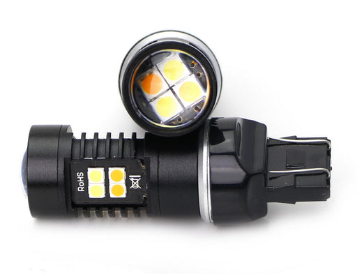 White/Amber High Power 16-SMD 7443 Switchback LED Bulbs For Turn Signal Lights