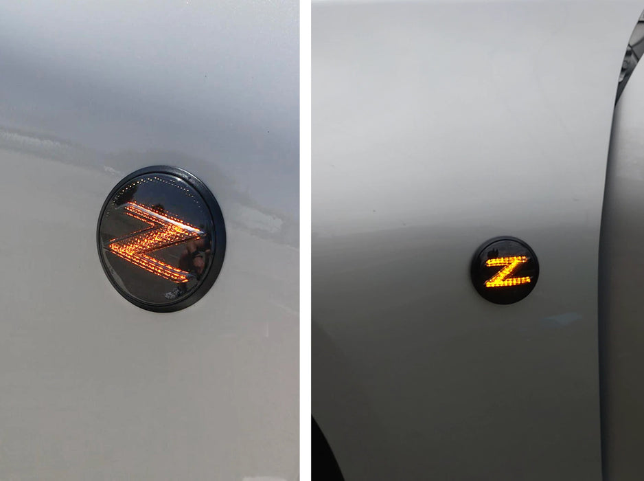 Smoked Z-Letter Illuminated LED Turn Signal Side Marker Lights For Nissan 370Z