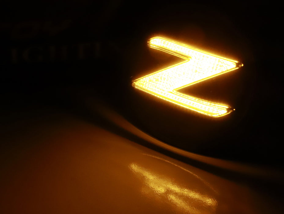 Smoked Z-Letter Illuminated LED Turn Signal Side Marker Lights For Nissan 370Z