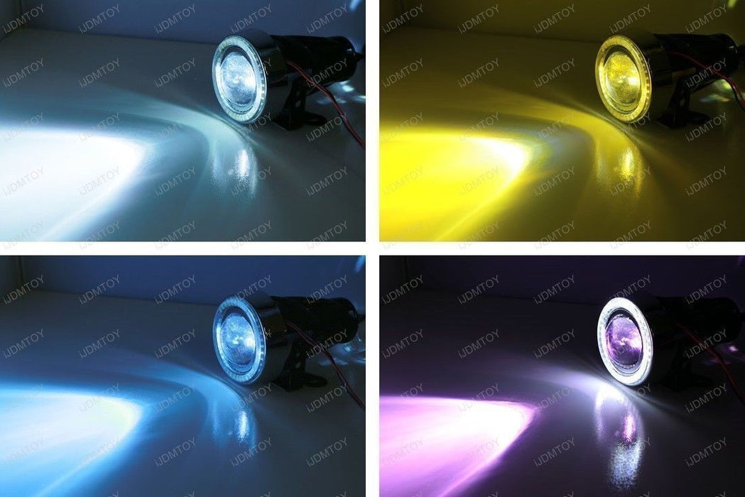 3" Projector Fog Light Lamps w/ 40-LED Halo Angel Eyes Rings + 6000K HID Combo