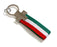 Euro Italian Flag Stripe Nylon Band w/ Inner Leather Key Fob Chain Keychain Ring