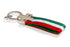 Euro Italian Flag Stripe Nylon Band w/ Inner Leather Key Fob Chain Keychain Ring