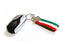 Euro Italian Flag Stripe Nylon Band w/ Inner Leather Key Fob Chain Keychain Ring