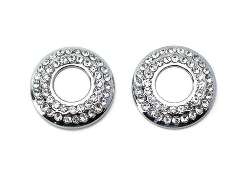 (2) Bling Crystal Decor Alloy Door Lock Knob Ring Covers For MINI Cooper, etc