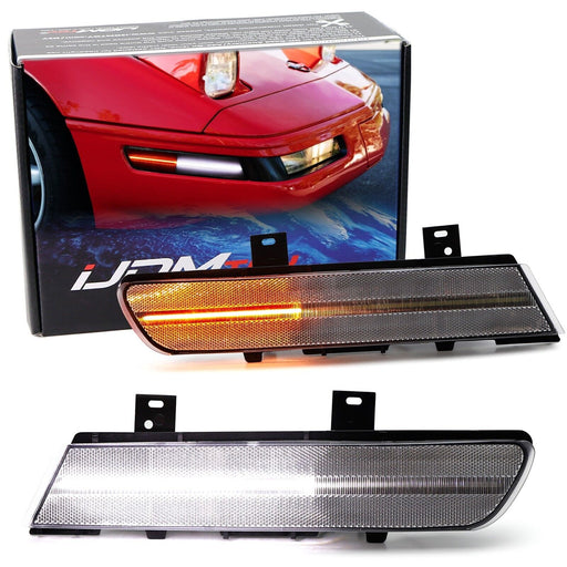 Clear Lens Amber Sequential Signal/White LED Parking Side Marker For C4 Corvette