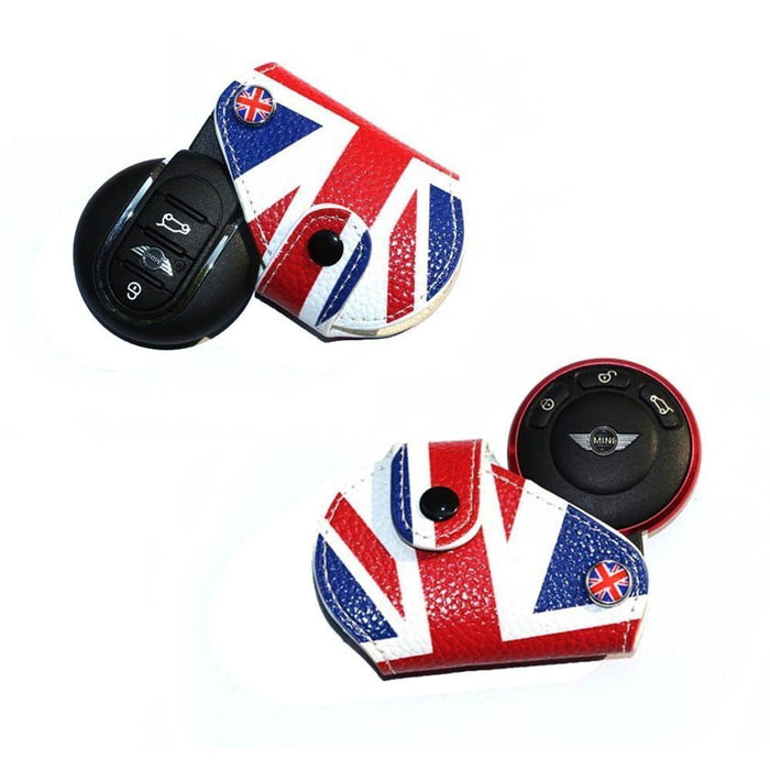 Red Union Jack UK Flag Style Key Fob Holder For 2008+ MINI Cooper