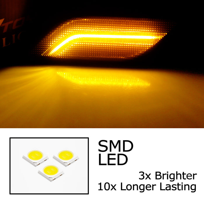 Smoked Lens Amber LED Side Marker Lights For 10-13 Mercedes Pre-LCI E-Class 4Dr